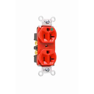 Pass & Seymour 8300HRED 20A 125V Hospital-Grade Compact Duplex Receptacle, Red