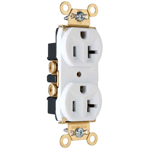 Pass & Seymour PS5362W Heavy-Duty Spec-Grade Duplex Receptacle, 20A 125V, White
