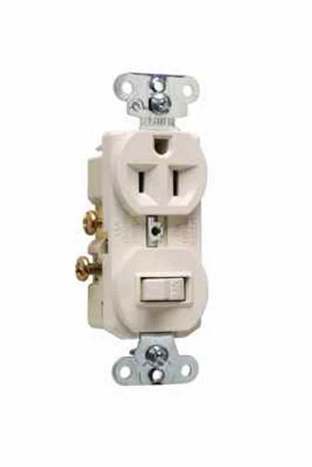 Pass & Seymour 691LA 15A 120V/125V Combination Single-Pole Toggle Switch and Single Receptacle, Light Almond