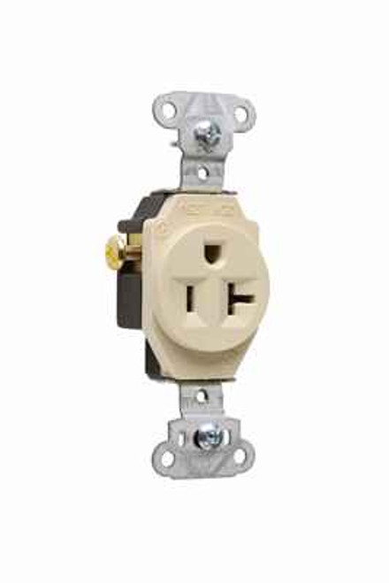 Pass & Seymour 5351I 20A 125V Heavy Duty Spec-Grade Single Receptacle, Side Wire, Ivory