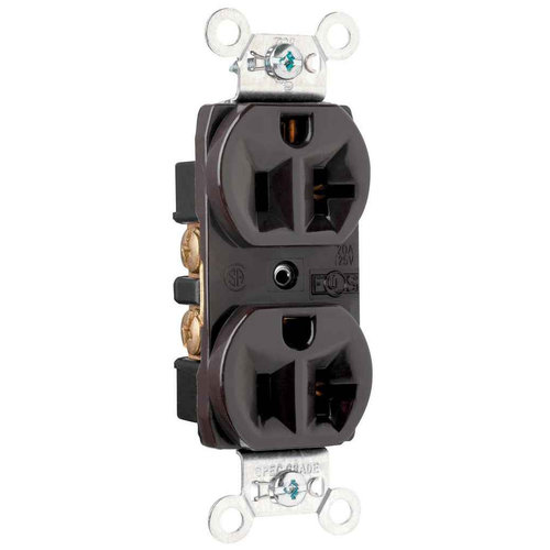 Pass & Seymour CRB5362 20A 125V Commercial Spec-Grade Duplex Receptacle, Brown