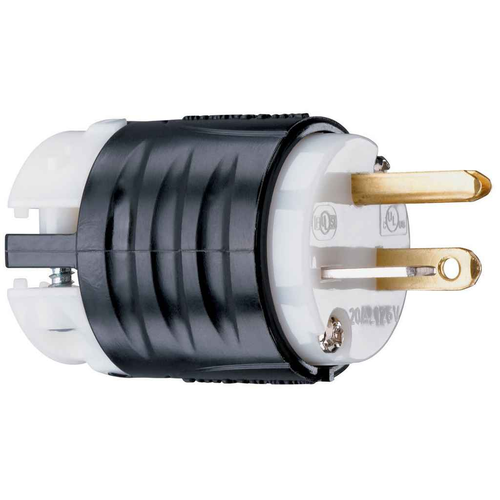 Pass & Seymour PS5366X 20A 125V Spec-Grade Extra-Hard Use Plug, Black and White
