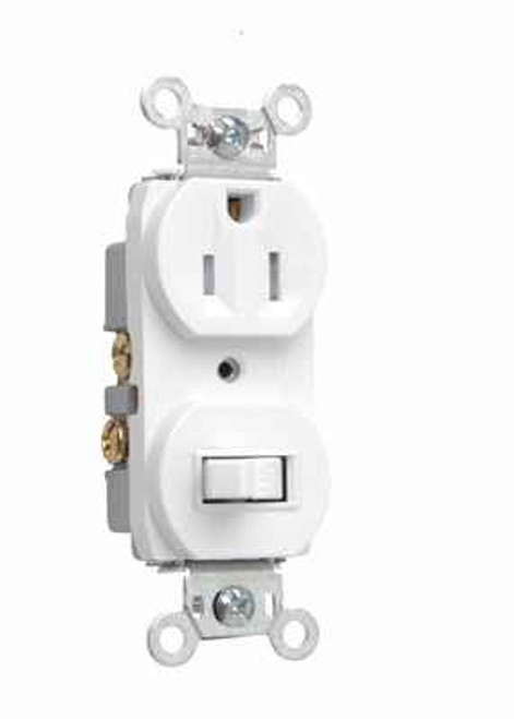 Pass & Seymour 691TRW 15A 120V/125V Combination Single-Pole Toggle Switch and Tamper-Resistant Single Receptacle, White