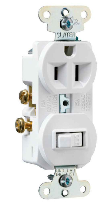 Pass & Seymour 691W 15A 120V/125V Combination Single-Pole Toggle Switch and Single Receptacle, White Pass & Seymour 691W 15A 120V/125V Combination Single-Pole Toggle Switch and Single Receptacle, White