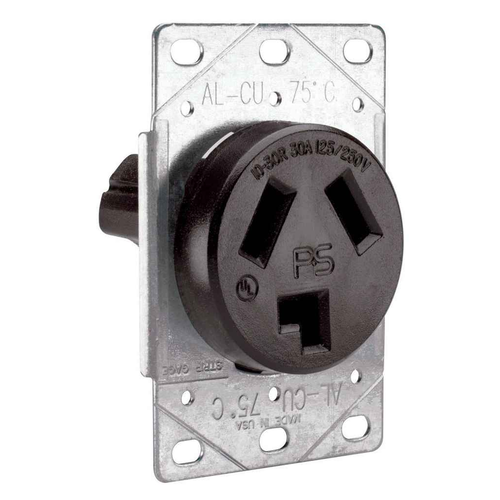 Pass & Seymour 3860 30A 125/250V 10-30R Straight Blade Receptacle, 3-Pole 3-Wire Black