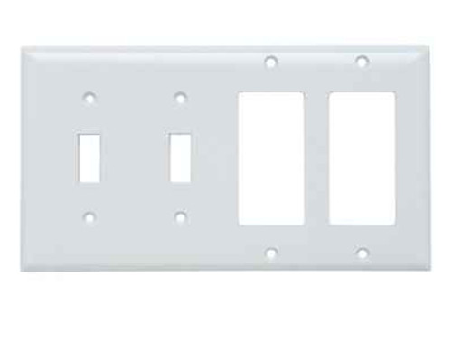 Pass & Seymour SP2262W Combination Openings, 2 Toggle Switch and 2 Decorator, Four Gang, White