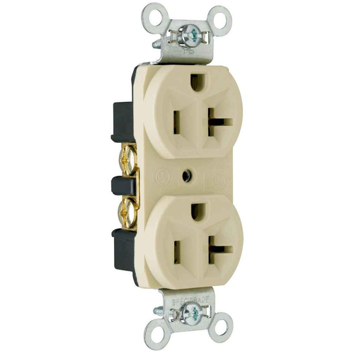 Pass & Seymour CRB5362LA 20A 125V Commercial Spec-Grade Duplex Receptacle, Light Almond, Back/Side Wire