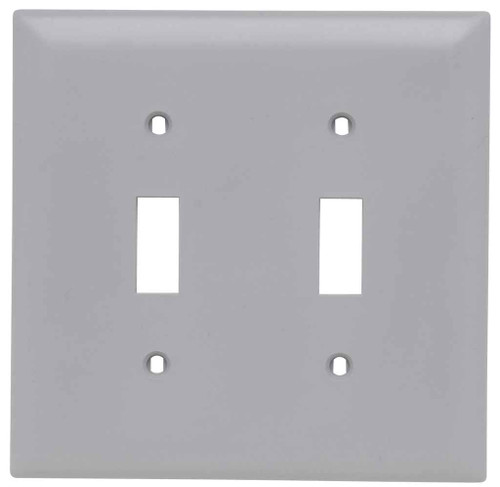 Pass & Seymour TP2GRY TradeMaster 2-Gang Nylon Wall Plate, 2 Toggle Switch Openings, Gray