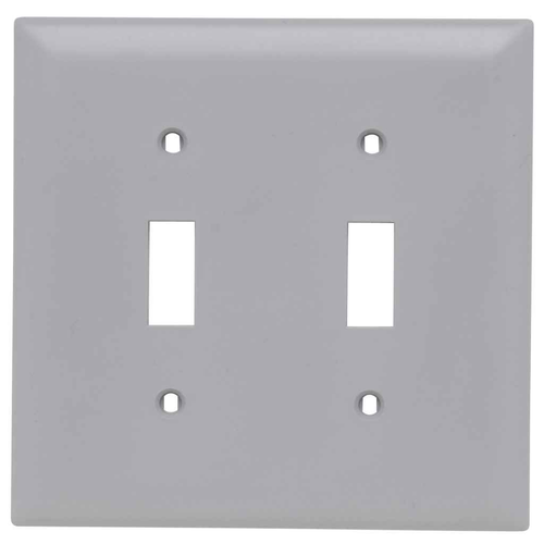 Pass & Seymour TP2GRY TradeMaster 2-Gang High-Abuse Nylon Wall Plate, 2 Toggle Openings, Gray