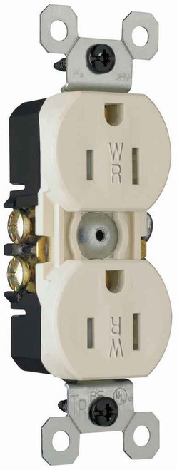 Pass & Seymour 3232TRWRLA Trademaster 15A 125V Tamper-Resistant Weather-Resistant Duplex Receptacle, Light Almond