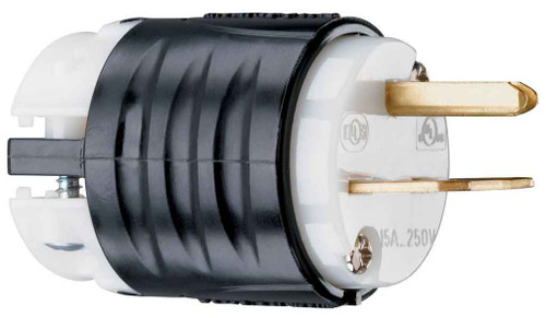 Pass & Seymour PS5666X 15A, 250V Extra-Hard Use Spec-Grade Plug, Black and White