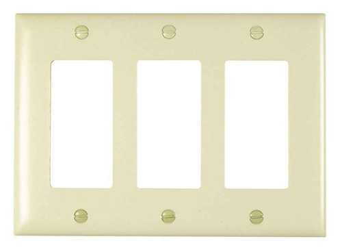 Pass & Seymour TP263LA TradeMaster 3-Gang Nylon Wall Plate, 3 Decorator Openings, Light Almond