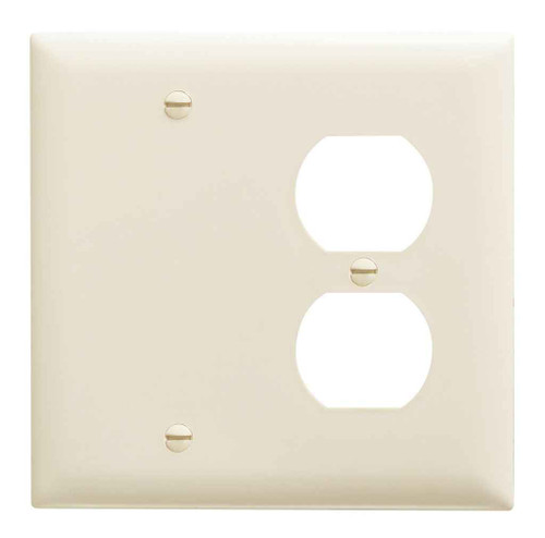 Pass & Seymour TP138LA TradeMaster 2-Gang Nylon Wall Plate, 1 Duplex Receptacle Opening, 1 Blank, Light Almond
