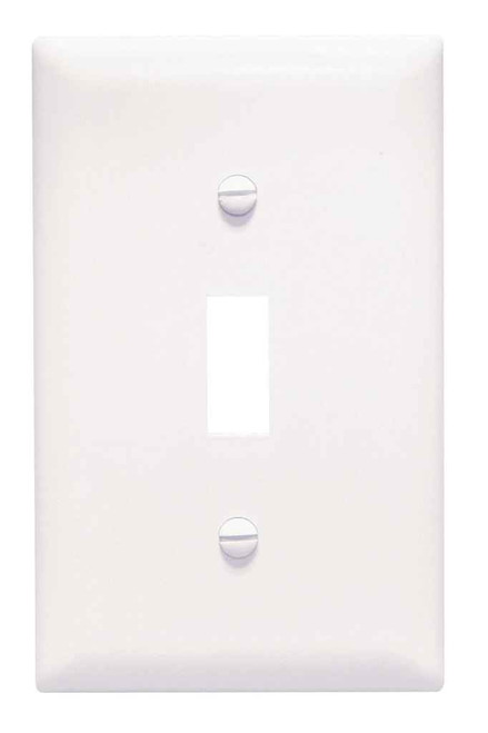 Pass & Seymour TPJ1W TradeMaster Jumbo 1-Gang Nylon Wall Plate, 1 Toggle Switch Opening, White