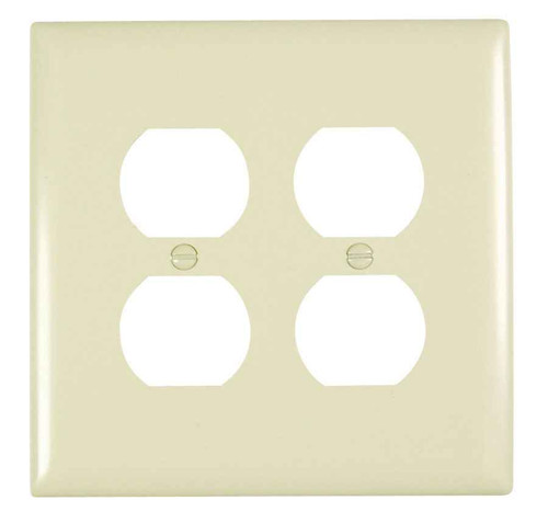 Pass & Seymour TPJ82I TradeMaster Jumbo 2-Gang Nylon Wall Plate, 2 Duplex Receptacle Openings, Ivory