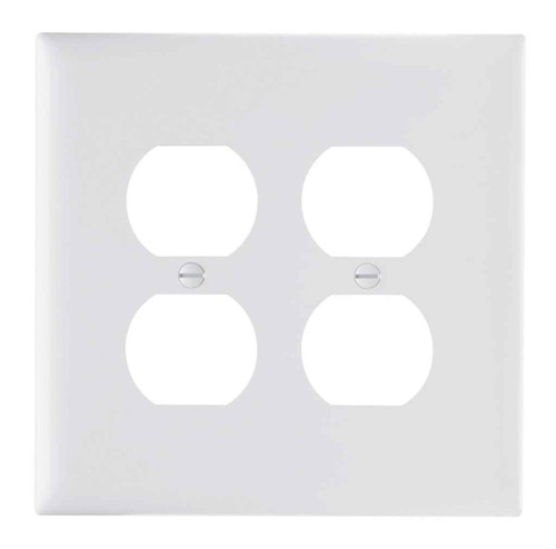 Pass & Seymour TPJ82W TradeMaster Jumbo 2-Gang Nylon Wall Plate, 2 Duplex Receptacle Openings, White