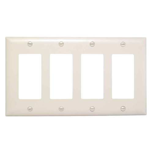 Pass & Seymour TP264I TradeMaster 4-Gang Nylon Decorator Wall Plate, Ivory