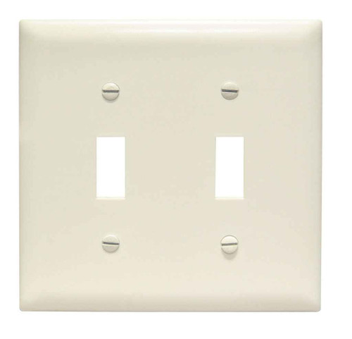 Pass & Seymour TP2LA TradeMaster 2-Gang Nylon Wall Plate, 2 Toggle Switch Openings, Light Almond
