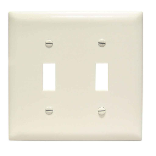 Pass & Seymour TradeMaster TP2LA 2-Gang Nylon Toggle Wall Plate, Light Almond