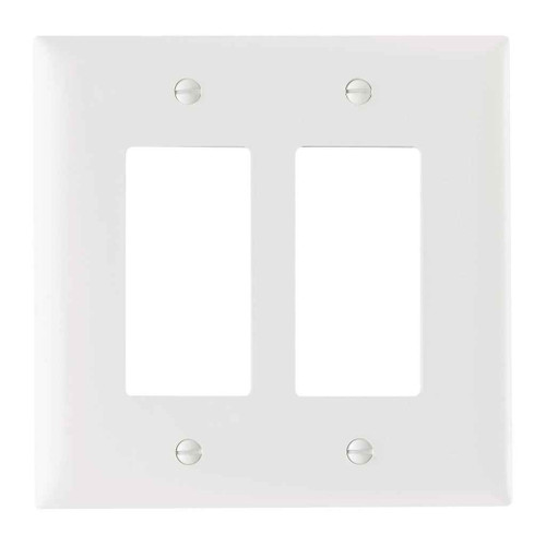 Pass & Seymour TPJ262W TradeMaster Junior Jumbo 2-Gang Nylon Wall Plate, 2 Decorator Openings, White Pass & Seymour TPJ262W TradeMaster Junior Jumbo 2-Gang Nylon Wall Plate, 2 Decorator Openings, White