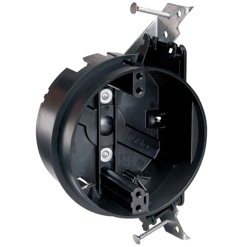 Pass & Seymour S120JAC 4-in Round Ceiling Box, Black Noryl Thermoplastic, 100-Pack