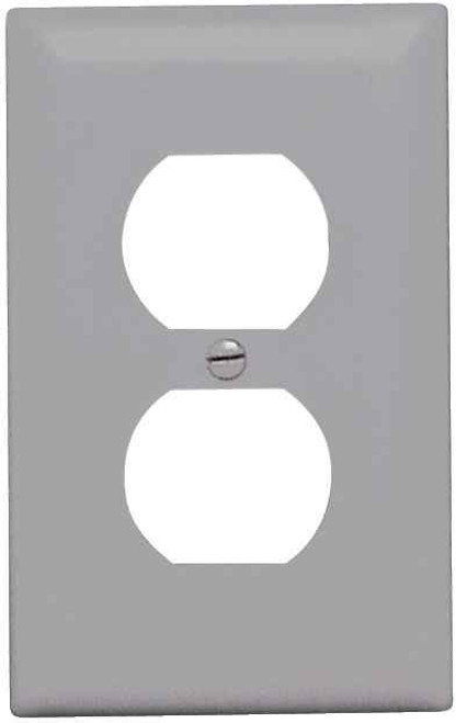 Pass & Seymour TP8GRY TradeMaster 1-Gang Nylon Wall Plate, Duplex Receptacle Openings, Gray