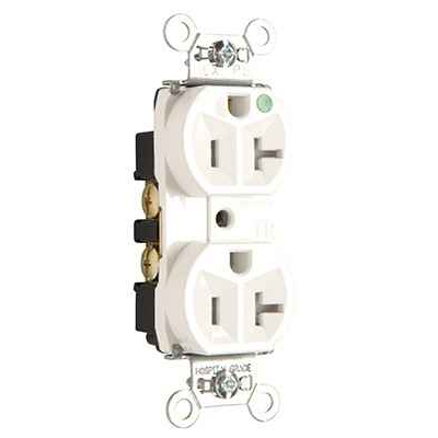 Pass & Seymour TR8300HW Hospital-Grade Tamper-Resistant Duplex Receptacle, 20A 125V, White