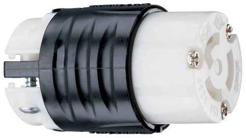Pass & Seymour PSL515C 15A NEMA L515 Connector - Black Back, White Front Body Pass & Seymour PSL515C 15A NEMA L515 Connector - Black Back, White Front Body
