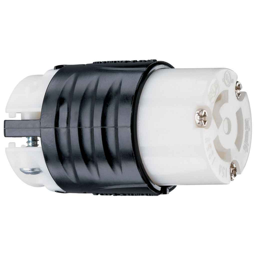 Pass & Seymour PSL515C 15A NEMA L515 Connector, Black/White Nylon Body