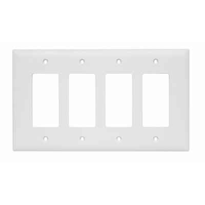 Pass & Seymour TPJ264W TradeMaster Jr. Jumbo 4-Gang Nylon Wall Plate with 4 Decorator Openings, White