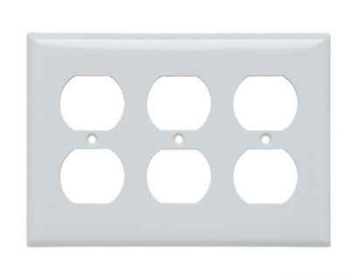 Pass & Seymour SP83W 3-Gang Thermoset Wall Plate, Duplex Receptacle Openings, White