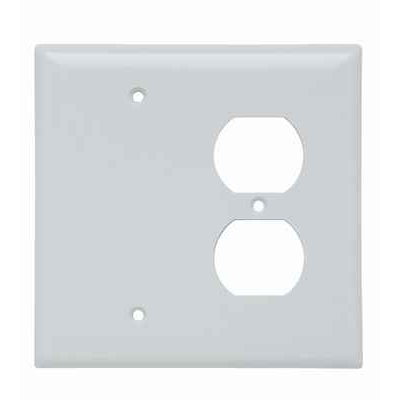 Pass & Seymour SPJ138W Junior Jumbo 2-Gang Thermoset Wall Plate, 1 Blank/1 Duplex, White