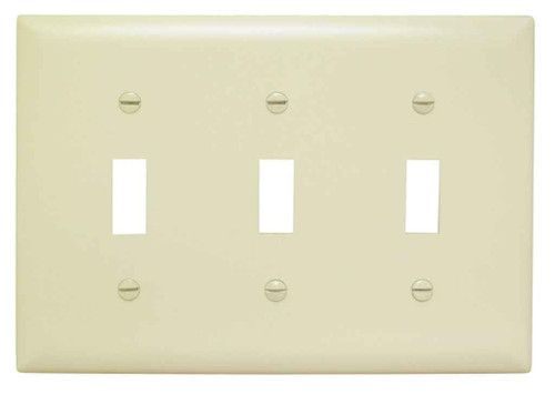 Pass & Seymour TP3I TradeMaster 3-Gang Nylon Wall Plate, 3 Toggle Switch Openings, Ivory