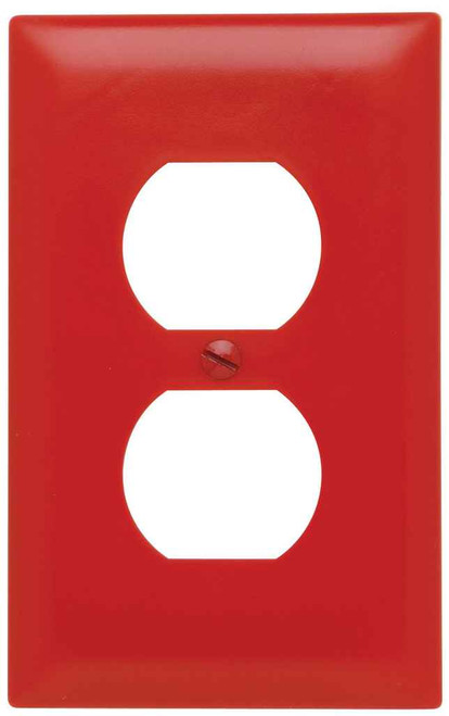 Pass & Seymour TP8RED TradeMaster 1-Gang Nylon Wall Plate, Duplex Receptacle Openings, Red