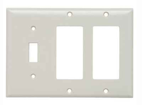 Pass & Seymour SP1262I Combination Openings, 1 Toggle Switch and 2 Decorator, Three Gang, Ivory