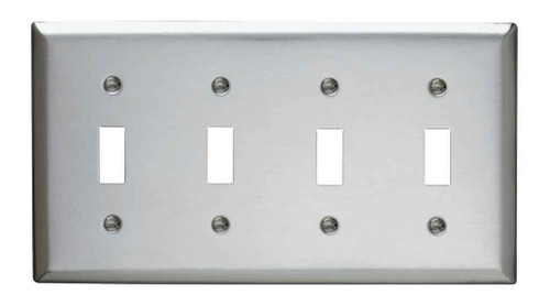 Pass & Seymour SS4 4-Gang 302/304 Stainless Steel Wall Plate, 4 Toggle Switch Openings Pass & Seymour SS4 4-Gang 302/304 Stainless Steel Wall Plate, 4 Toggle Switch Openings
