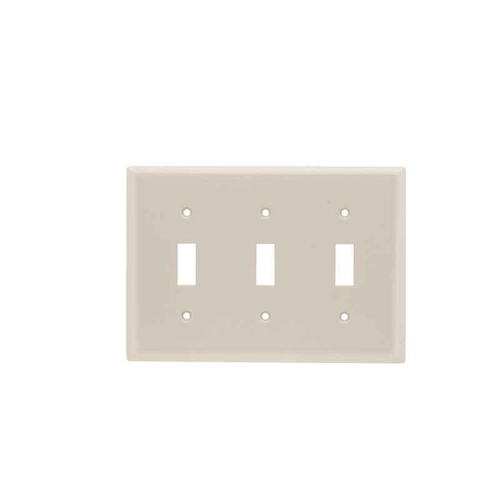Pass & Seymour TP3LA TradeMaster Nylon 3-Gang Wall Plate, 3-Toggle Openings, Light Almond