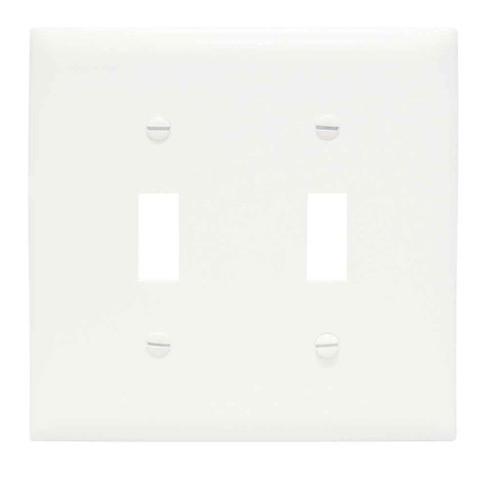 Pass & Seymour TPJ2W TradeMaster Jumbo 2-Gang Nylon Wall Plate, 2 Toggle Switch Openings, White