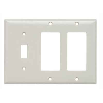 Pass & Seymour SP1262W Three-Gang Combination Wallplate, 1 Toggle/2 Decorator, White