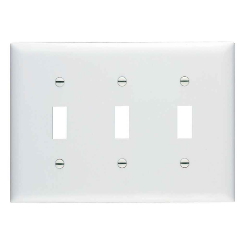 Pass & Seymour TP3W TradeMaster 3-Gang Nylon Toggle Wall Plate, White