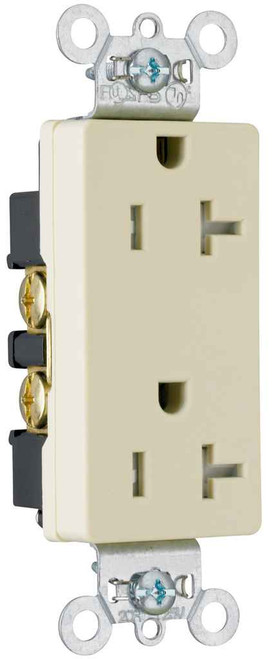 Pass & Seymour TR26342I 20A 125V Spec-Grade Tamper-Resistant Decorator Duplex Receptacle, Side Wire, Ivory