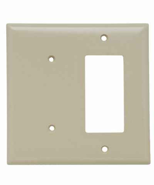 Pass & Seymour SP1426I 2-Gang Thermoset Wall Plate, 1 Blank, 1 Decorator, Ivory