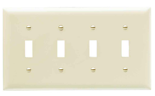 Pass & Seymour TP4I TradeMaster 4-Gang Nylon Wall Plate, 4 Toggle Switch Openings, Ivory