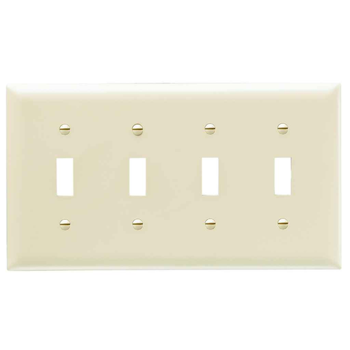 Pass & Seymour TP4I TradeMaster 4-Gang Nylon Toggle Switch Wall Plate, Ivory