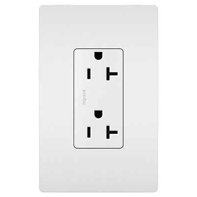 Pass & Seymour TR26352W Tamper-Resistant Decorator Receptacle, 20A 125V, White