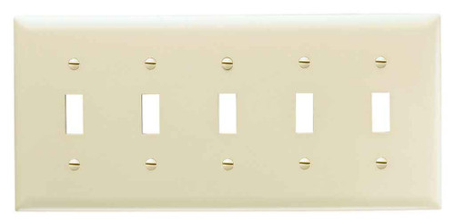 Pass & Seymour TP5I TradeMaster 5-Gang Nylon Wall Plate, 5 Toggle Switch Openings, Ivory