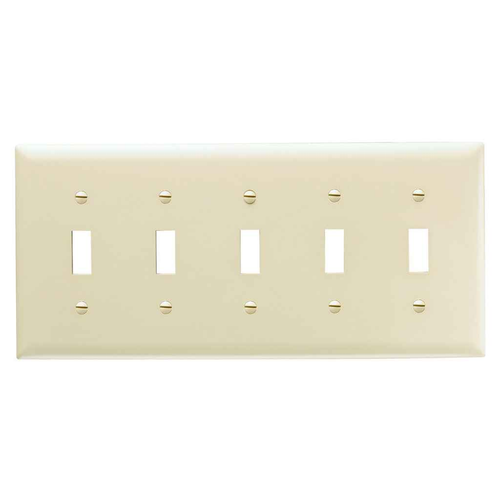 Pass & Seymour TradeMaster TP5I 5-Gang Nylon Toggle Wall Plate, Ivory