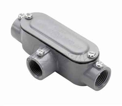 Topaz Lighting T2SSCG 3/4" EMT & Rigid Combo T Type Aluminum Conduit Bodies with Covers & Gaskets