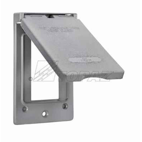 Topaz Lighting WCV1GFI Vertical GFCI Single-Gang Weatherproof Cover, Gray Aluminum