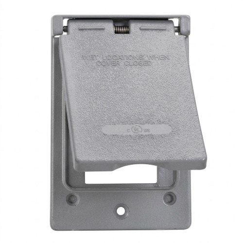 Topaz Lighting WCV1GFI Vertical GFCI Single-Gang Weatherproof Cover, Gray Aluminum